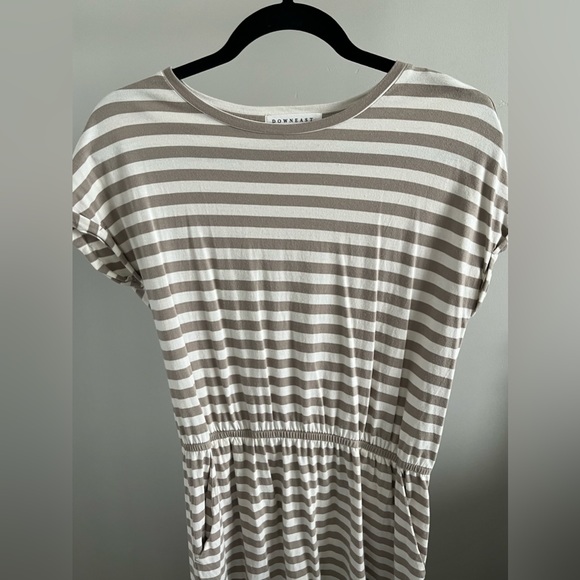 Downeast Midi Dress | Gray and White Striped | Size M - Picture 2 of 6